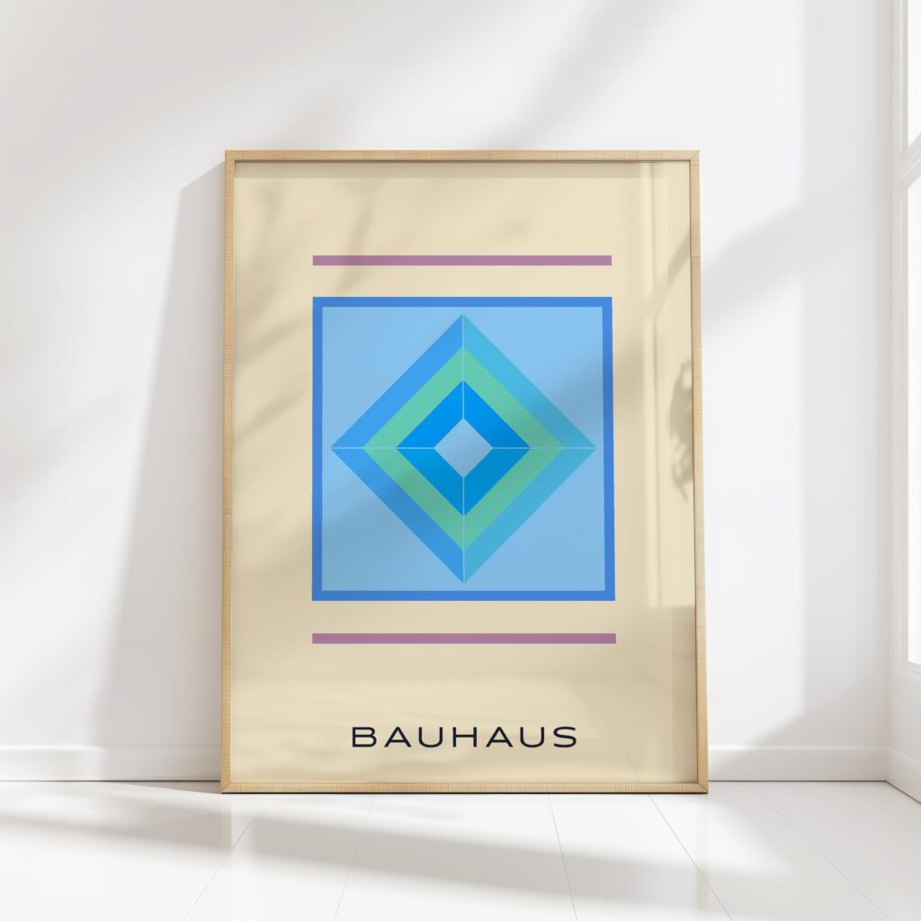 bauhaus print cool tones geometric symmetry