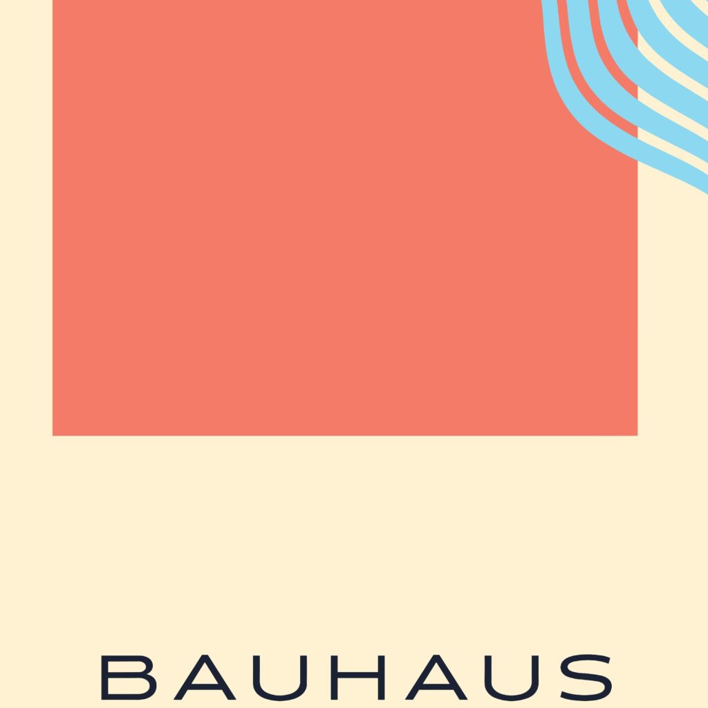 bauhaus print coral blue curved line art 4