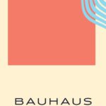 bauhaus print coral blue curved line art 4