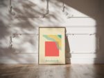 bauhaus print coral with wavy line pattern