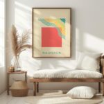 bauhaus print coral with wavy line pattern 6