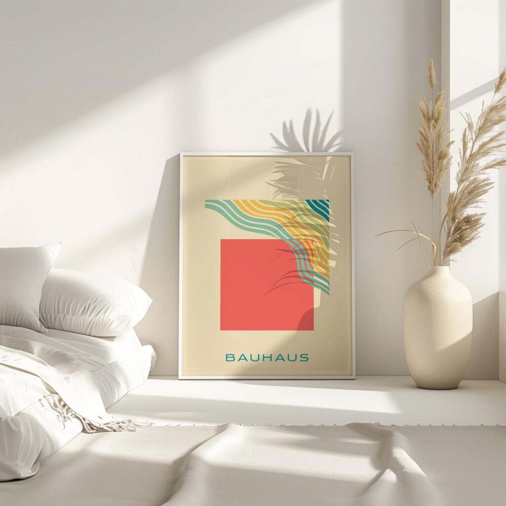 bauhaus print coral with wavy line pattern 7