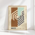 bauhaus print cream blue geometric art design