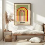 bauhaus print earth tone arch motif design 6