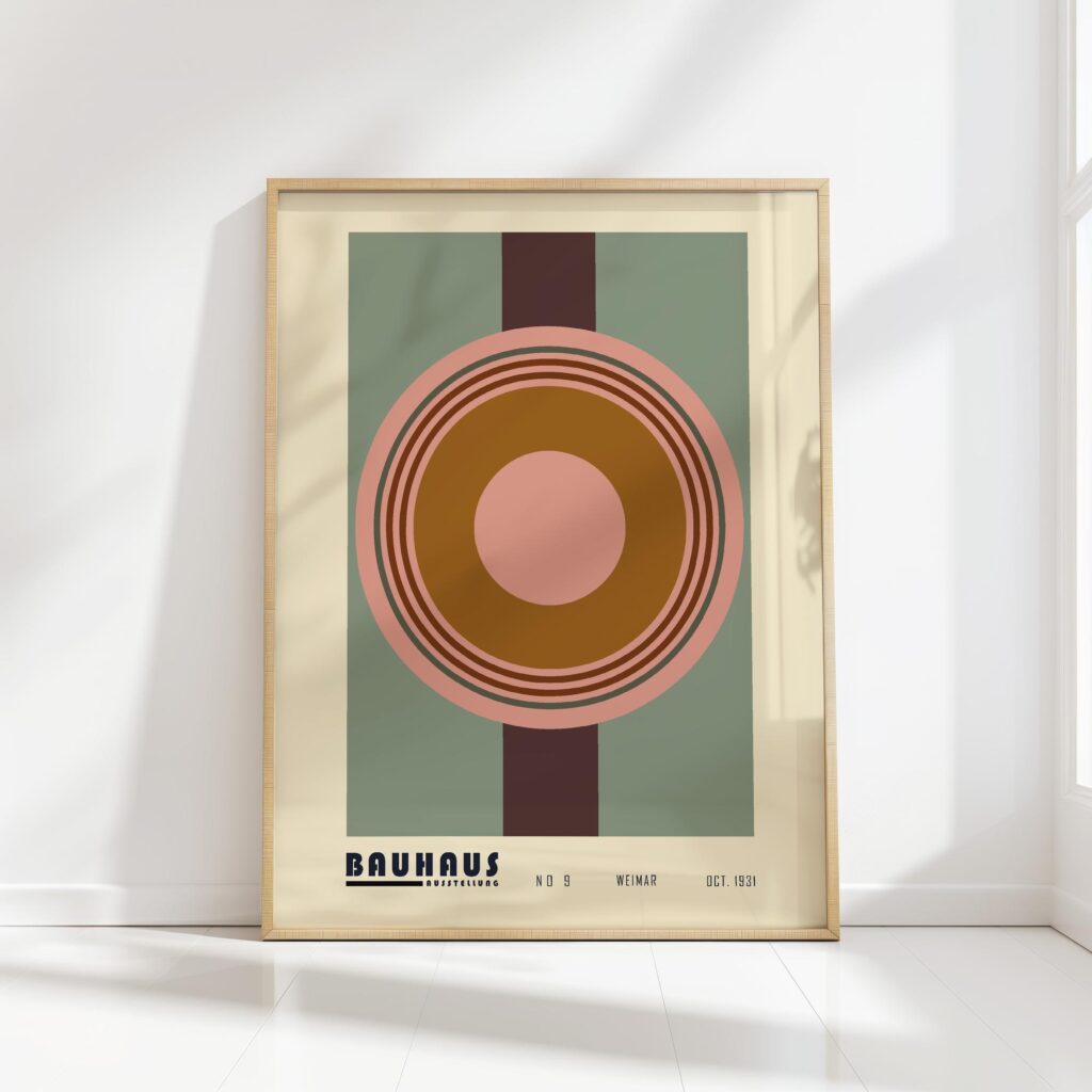 bauhaus print earth tones concentric circles design