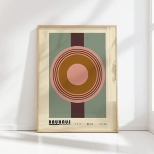 bauhaus print earth tones concentric circles design