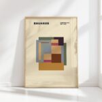 bauhaus print earth tones geometric blocks