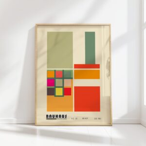 bauhaus print earth tones geometric blocks design