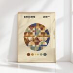 bauhaus print earth tones geometric circle design