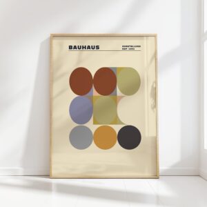 bauhaus print earth tones geometric circles tiles