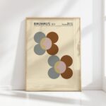 bauhaus print earth tones geometric flowers