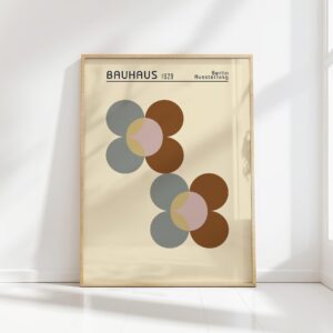 bauhaus print earth tones geometric flowers