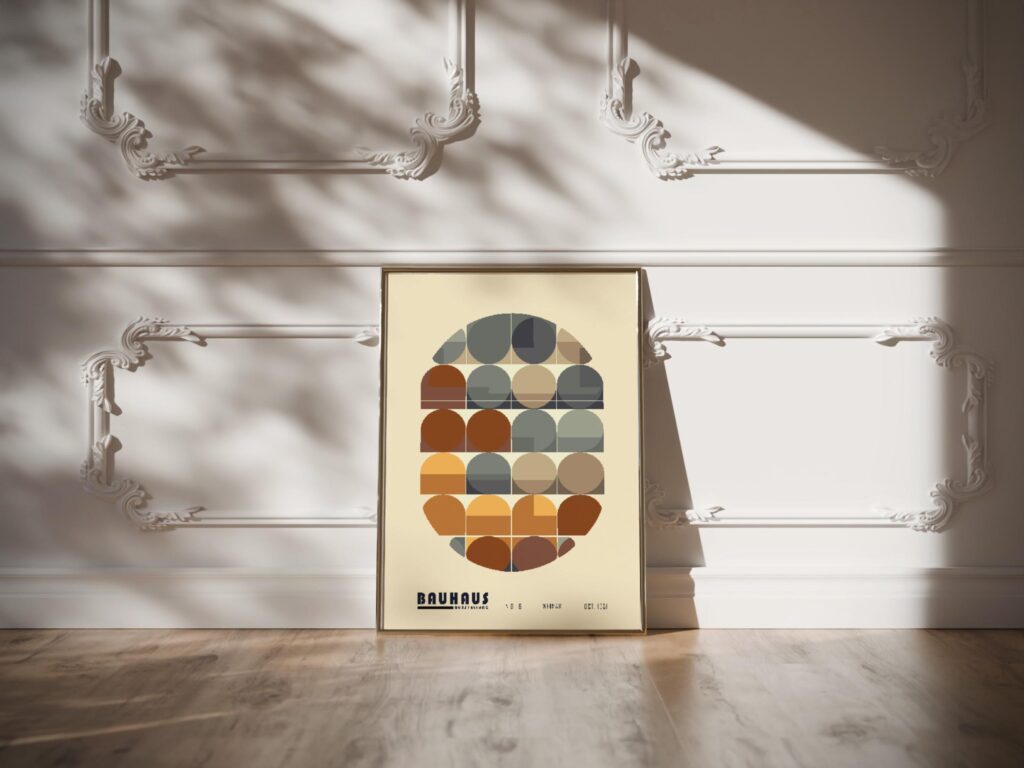 bauhaus print earth tones geometric harmony