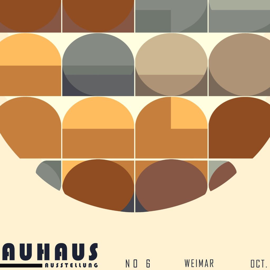 bauhaus print earth tones geometric harmony 4