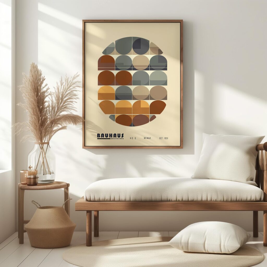 bauhaus print earth tones geometric harmony 6