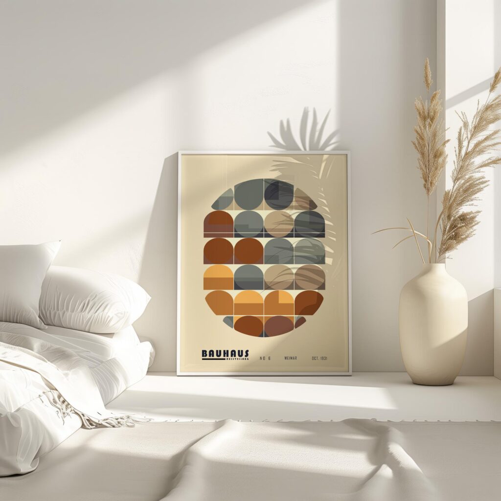 bauhaus print earth tones geometric harmony 7