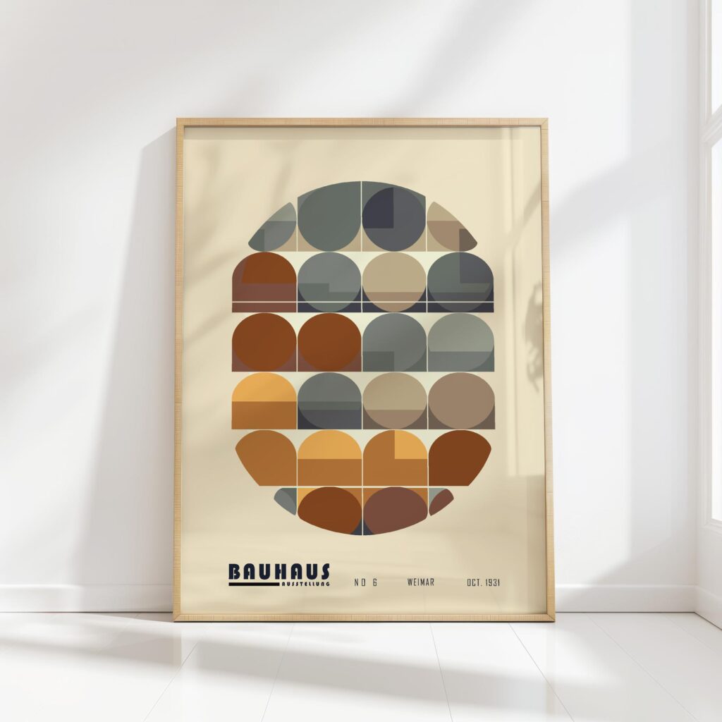 bauhaus print earth tones geometric harmony 8