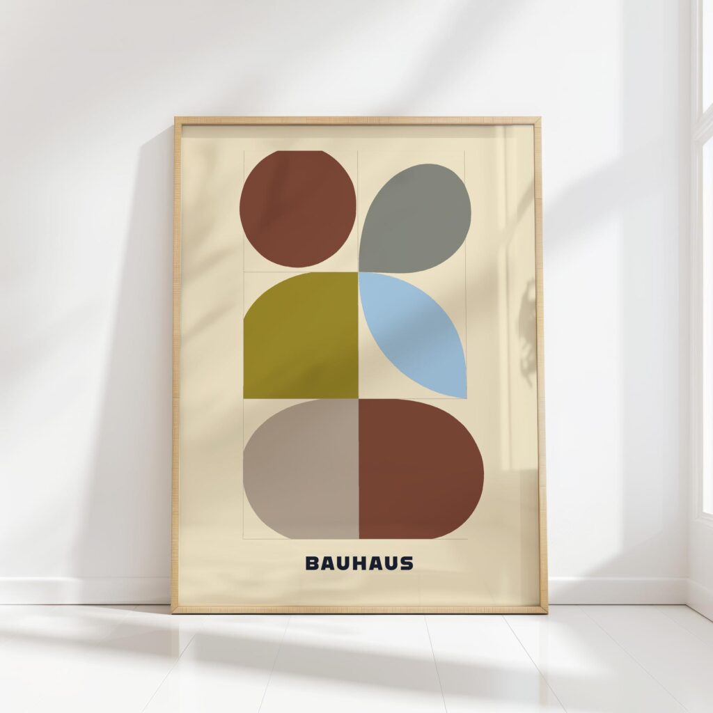 bauhaus print earth tones geometric shapes design