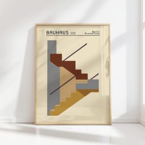 bauhaus print earth tones geometric staircase