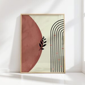 bauhaus print earth tones minimalist leaf design