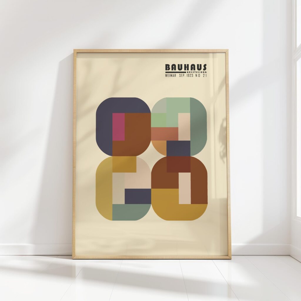 bauhaus print earth tones overlapping blocks design