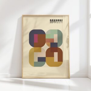 bauhaus print earth tones overlapping blocks design