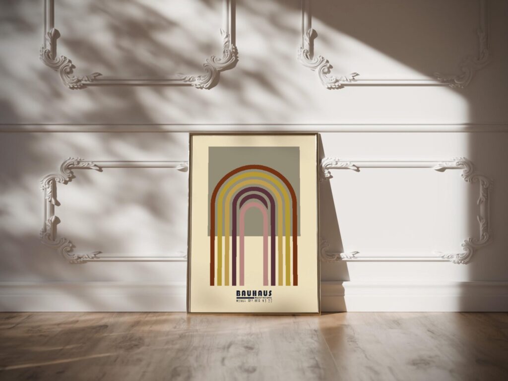 bauhaus print earthy tones arch design