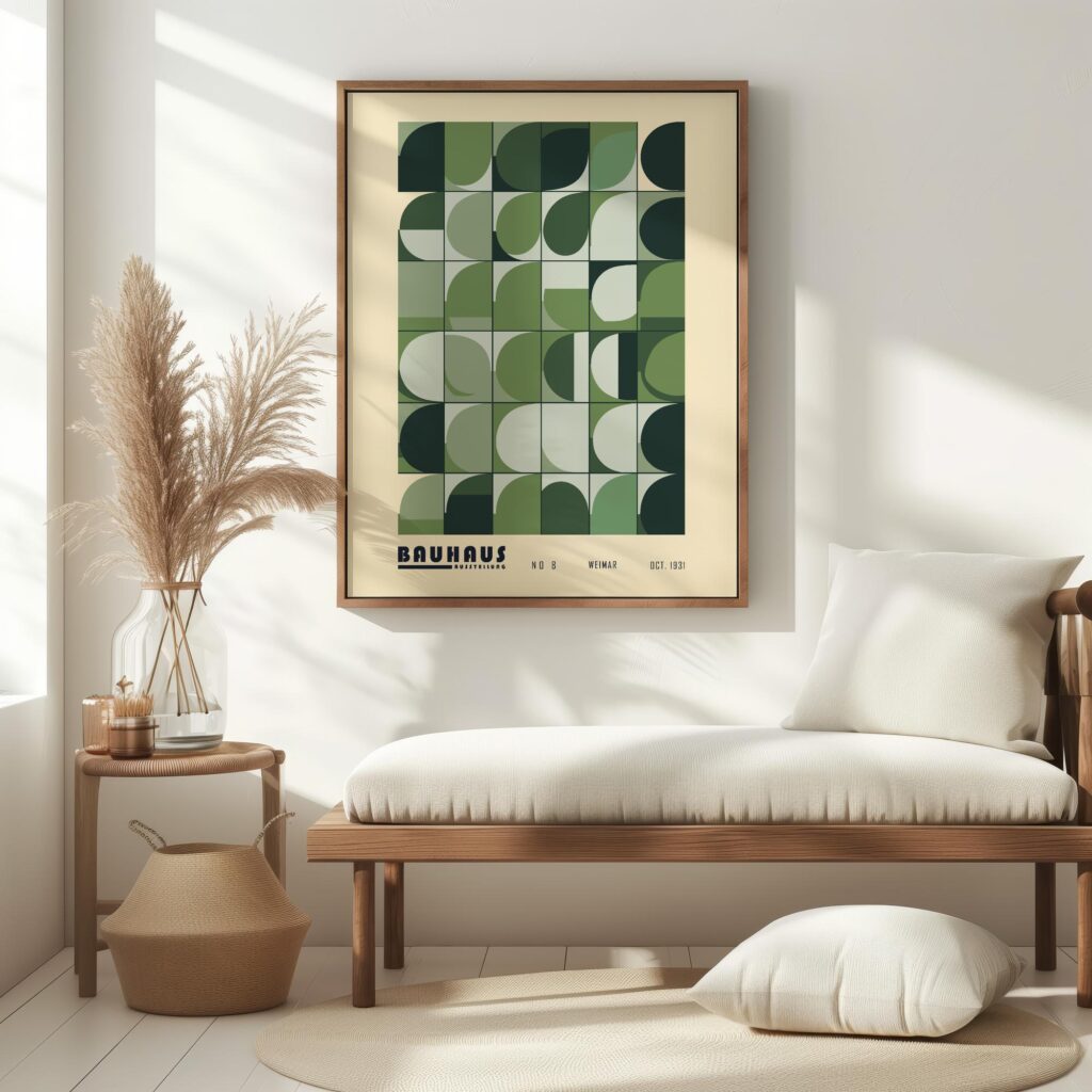 bauhaus print green geometric pattern design 6
