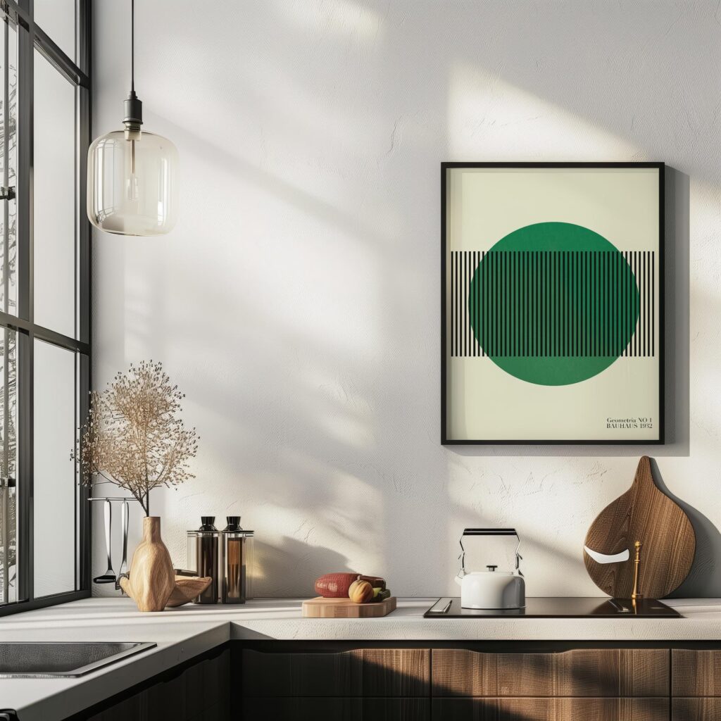 bauhaus print green geometric stripe pattern 5