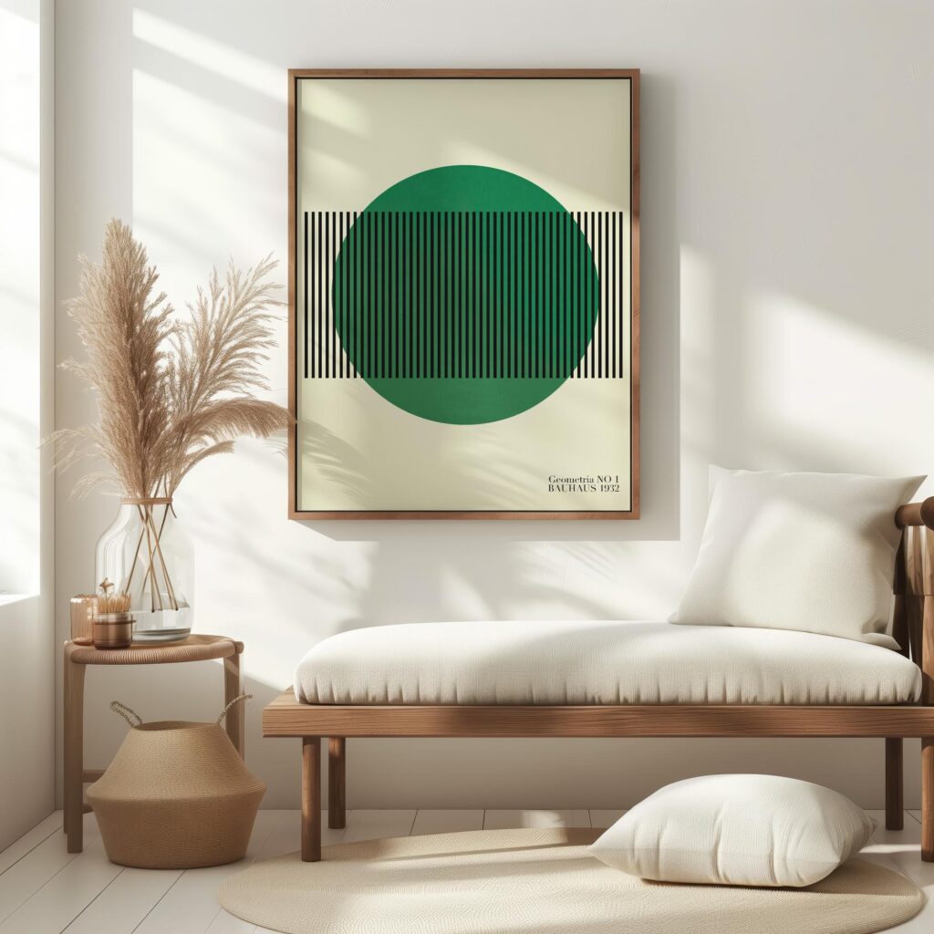 bauhaus print green geometric stripe pattern 6