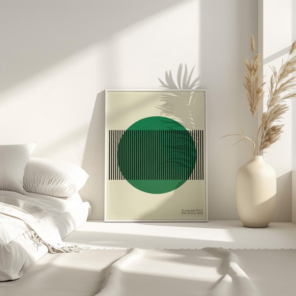 bauhaus print green geometric stripe pattern 7