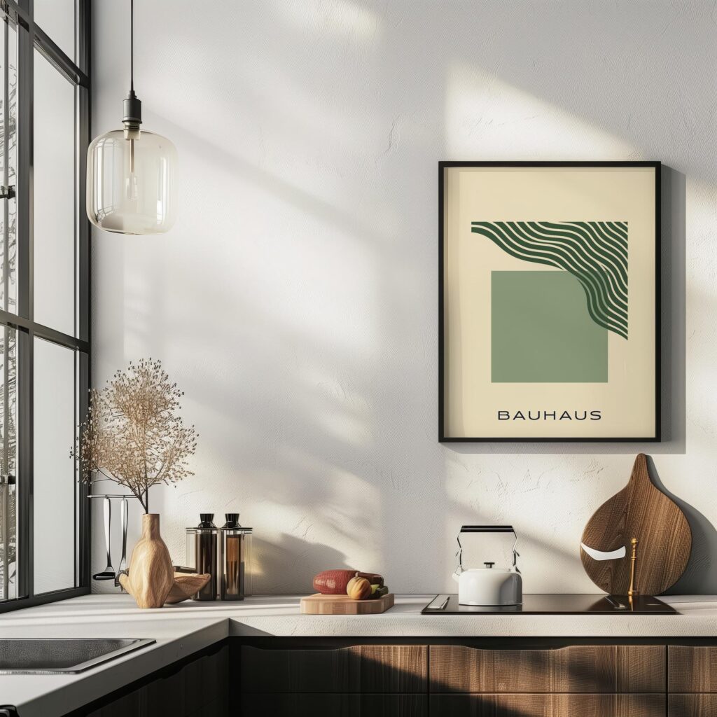 bauhaus print green geometric wavy design 5