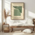 bauhaus print green geometric wavy design 6