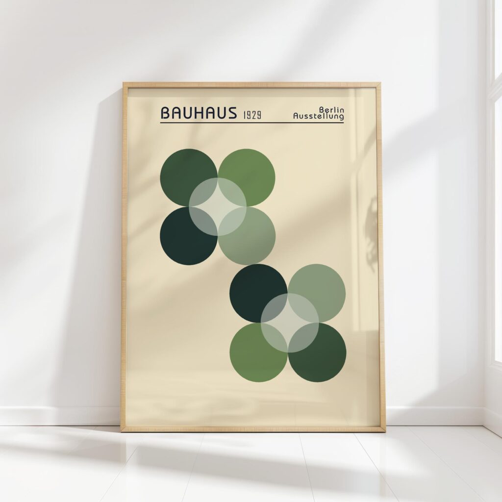 bauhaus print green overlap geometric design
