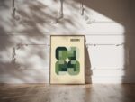 bauhaus print green overlapping blocks design