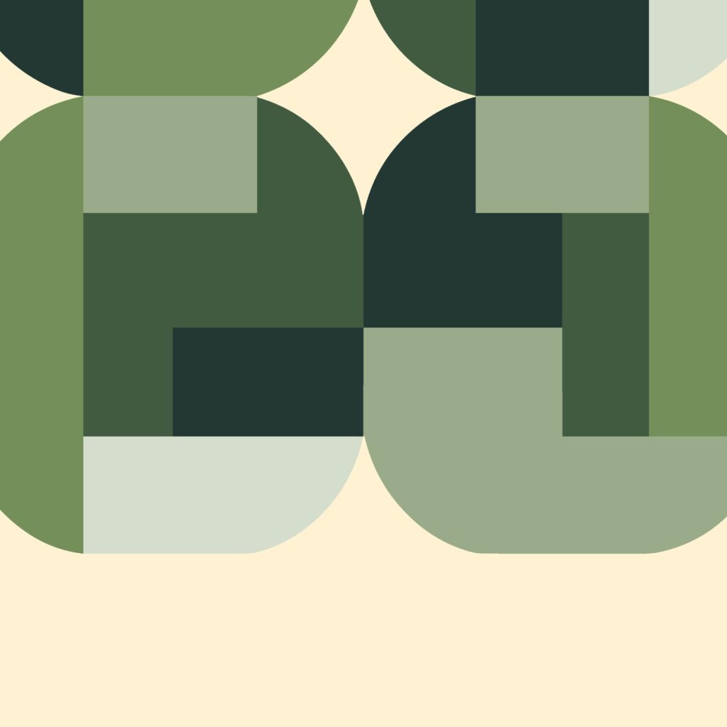 bauhaus print green overlapping blocks design 4