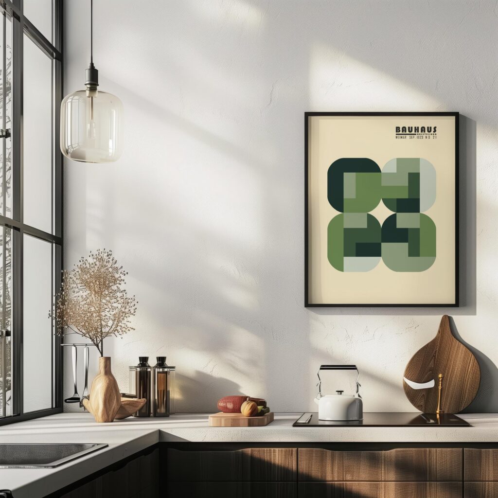 bauhaus print green overlapping blocks design 5