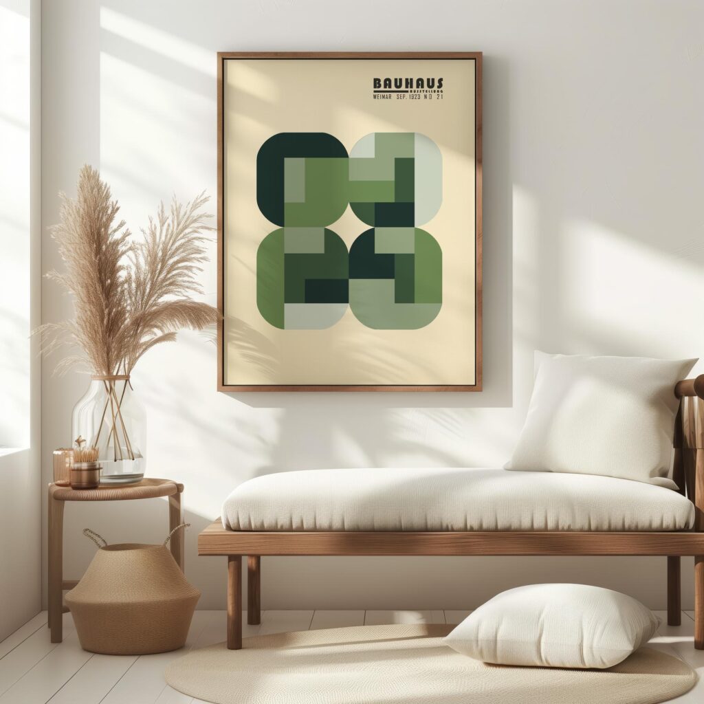 bauhaus print green overlapping blocks design 6