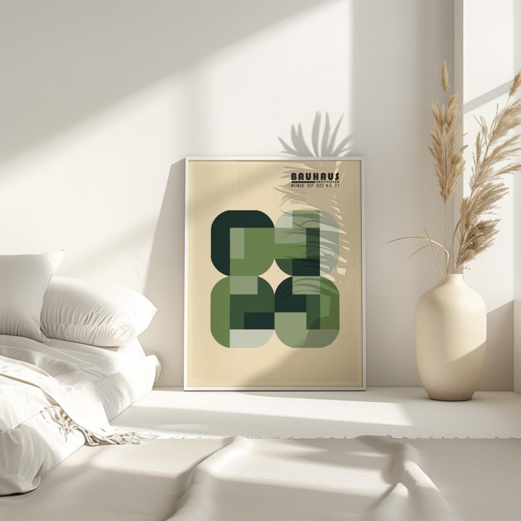 bauhaus print green overlapping blocks design 7