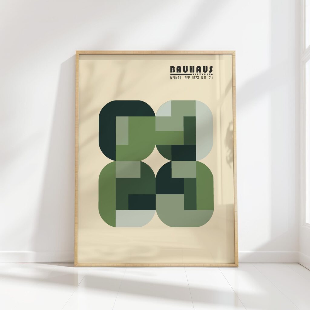 bauhaus print green overlapping blocks design 8