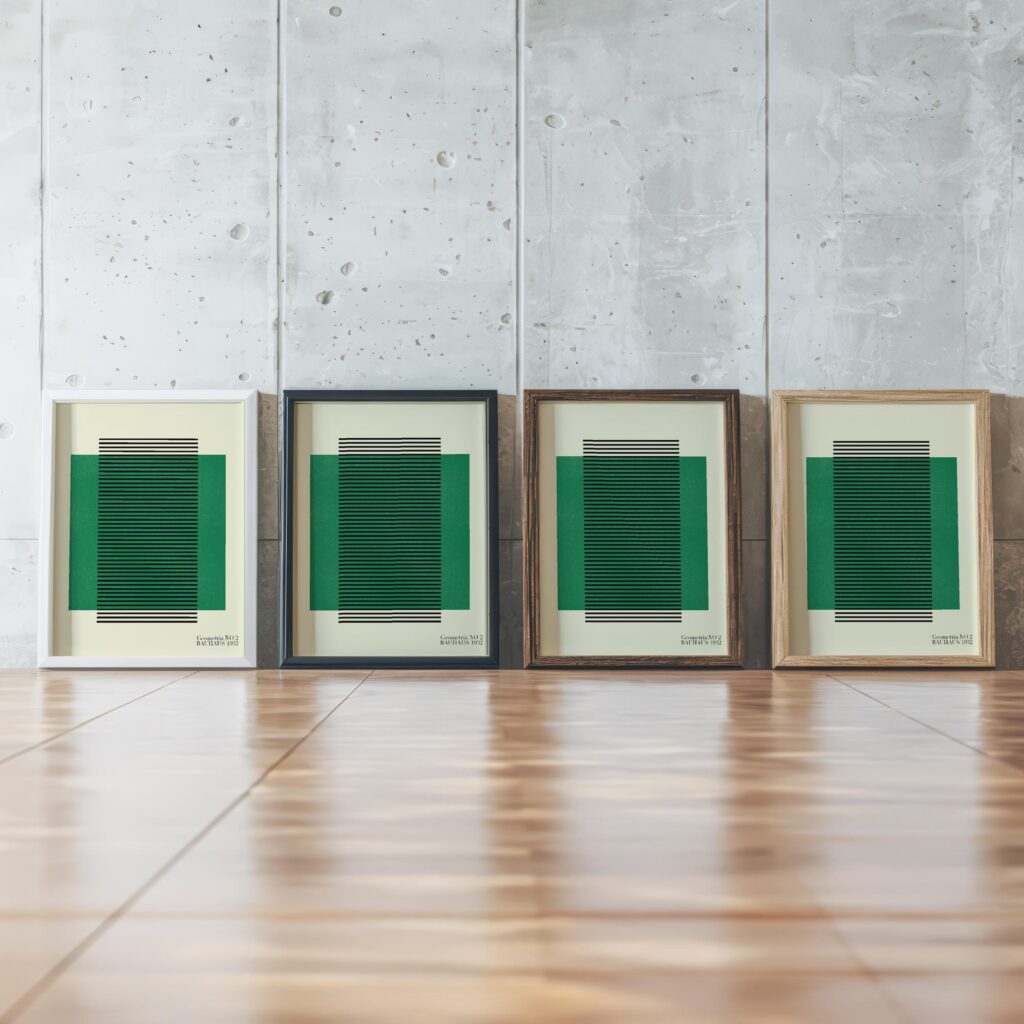 bauhaus print green striped geometric design 2