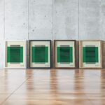 bauhaus print green striped geometric design 2