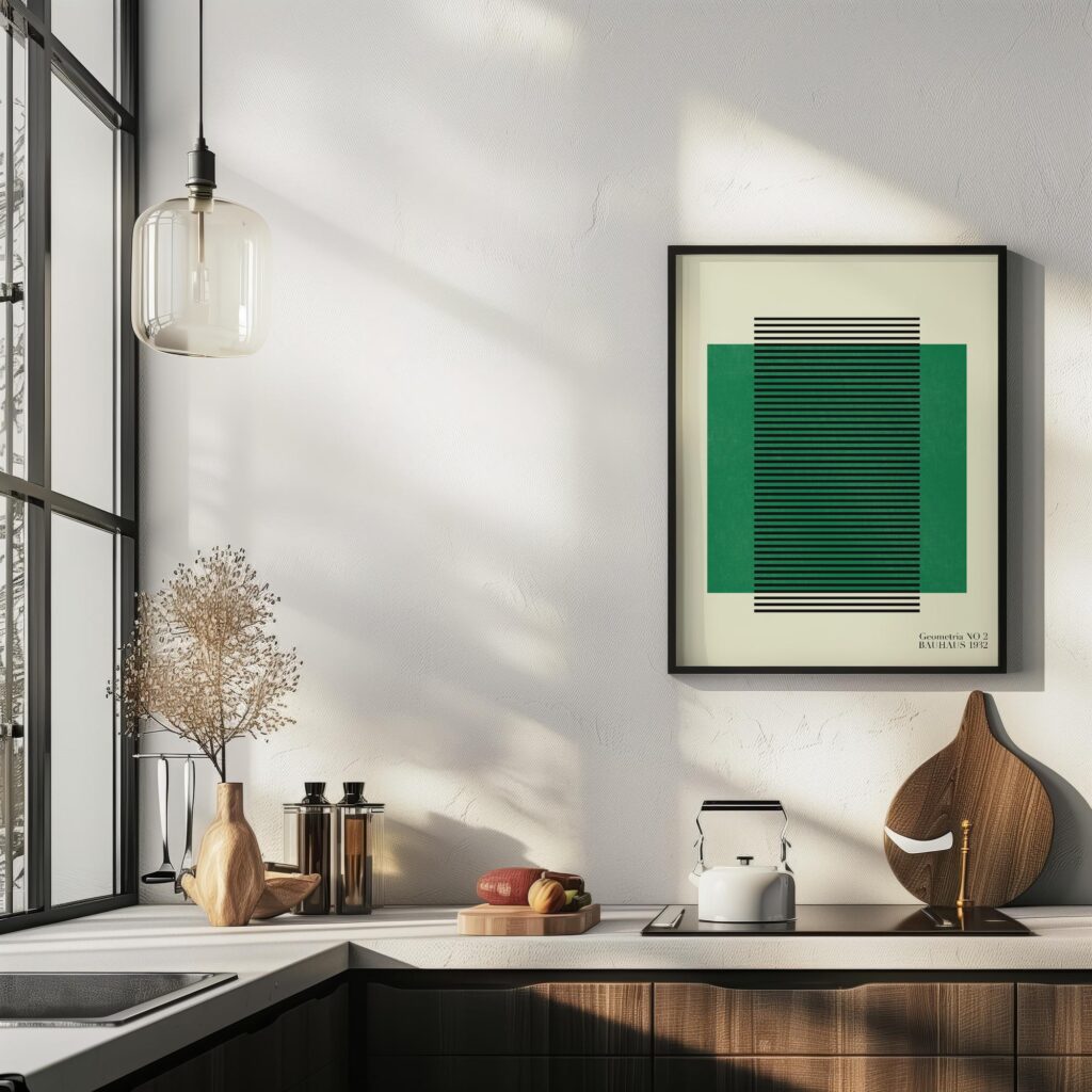 bauhaus print green striped geometric design 5
