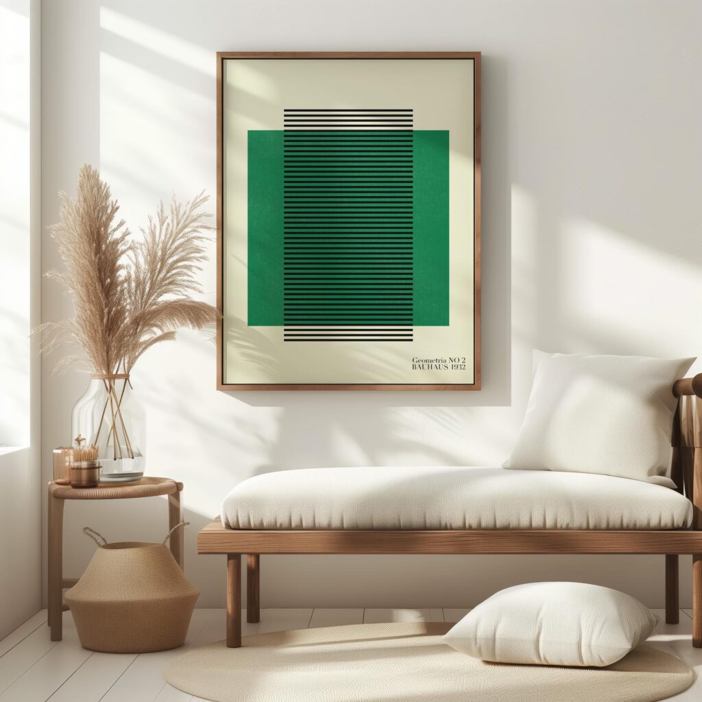 bauhaus print green striped geometric design 6