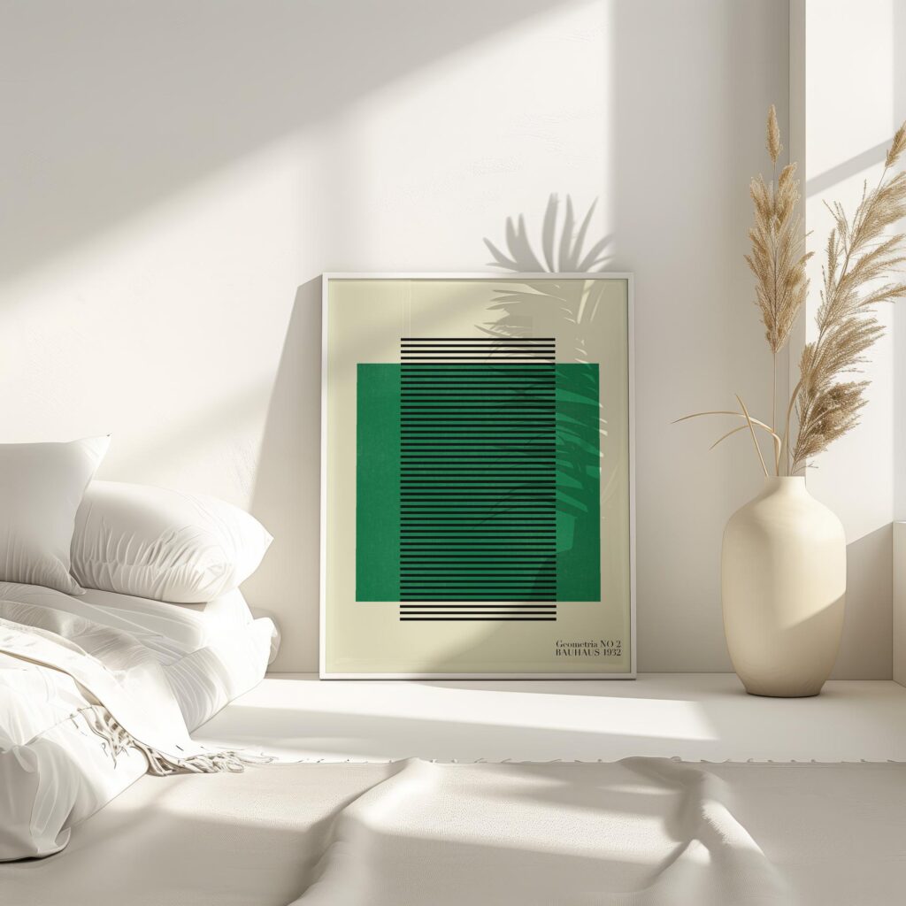 bauhaus print green striped geometric design 7