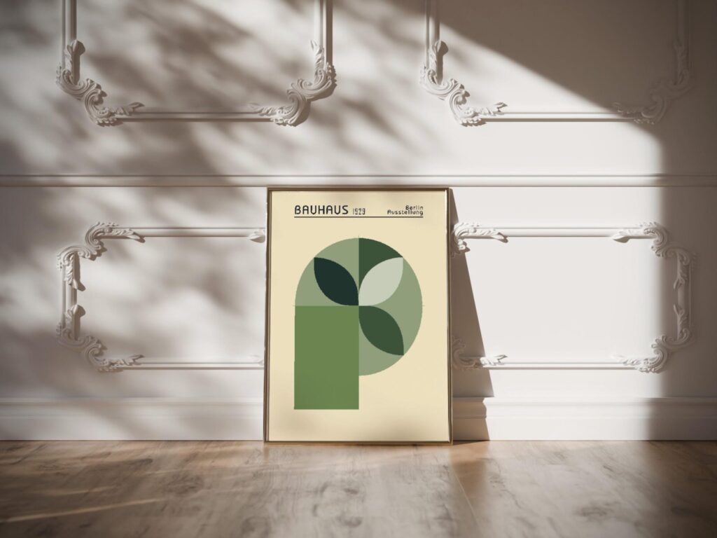 bauhaus print green toned geometric shapes design
