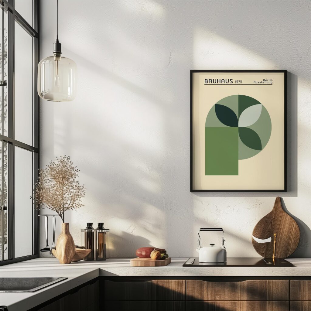 bauhaus print green toned geometric shapes design 5