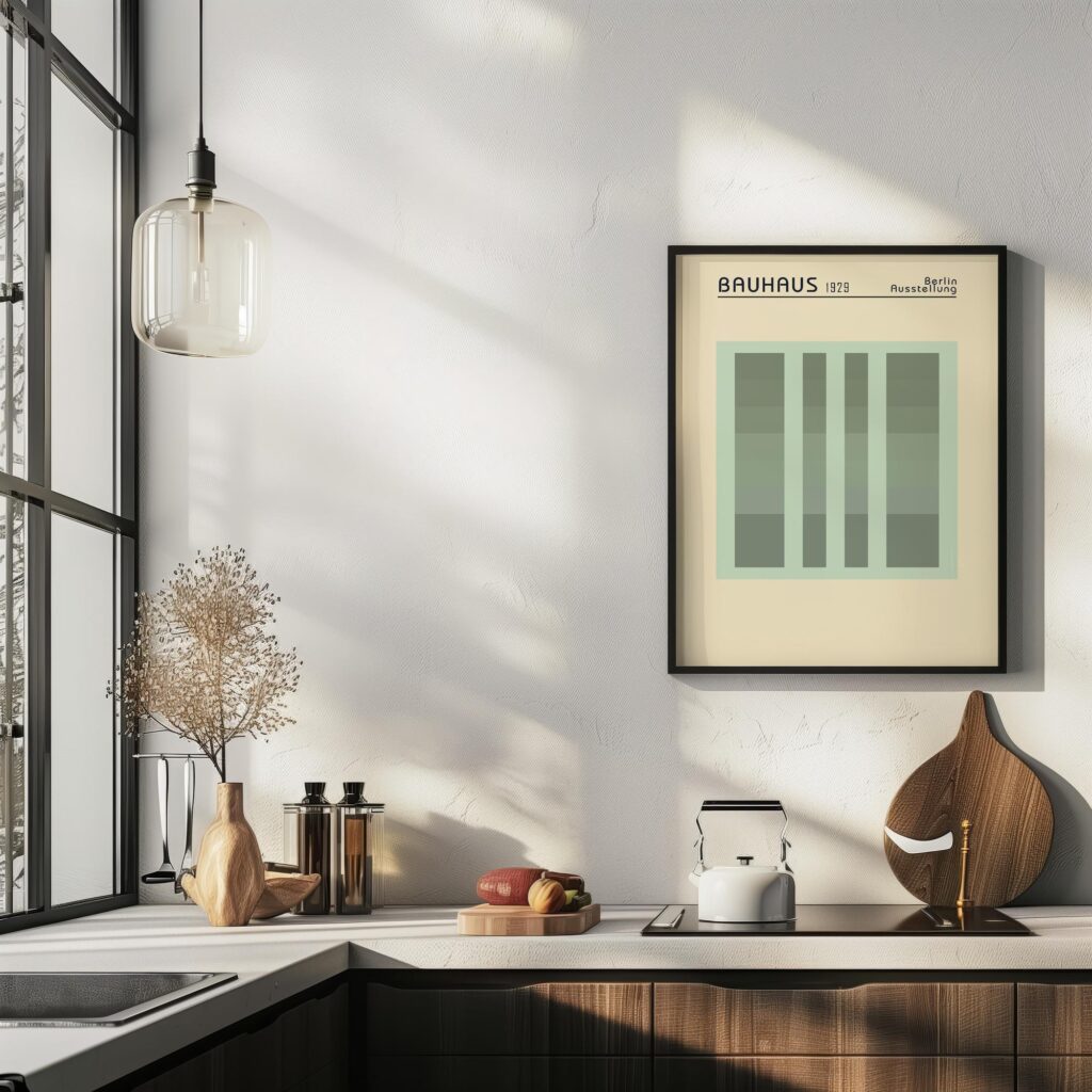 bauhaus print green tones geometric blocks 5