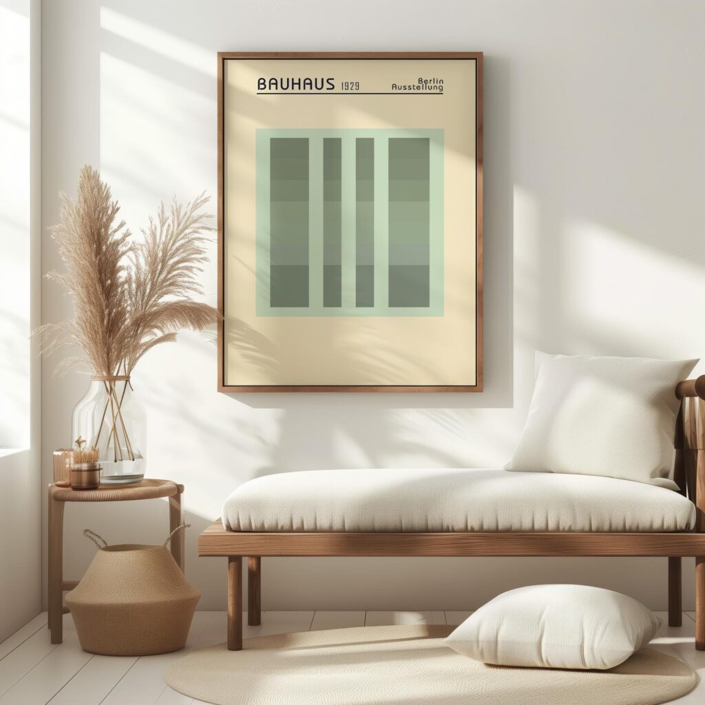 bauhaus print green tones geometric blocks 6