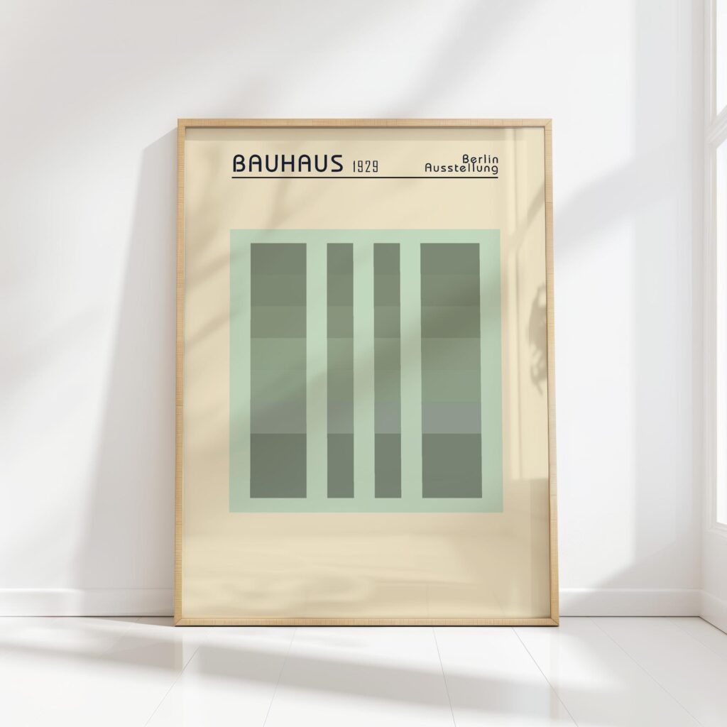 bauhaus print green tones geometric blocks 8